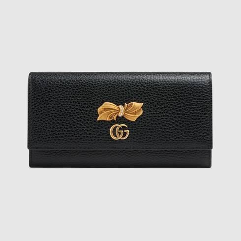 2019 オンライン限定 GUCCI グッチスーパーコピー ボウ レザー コンチネンタルウォレット 9071802